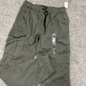 Aeropostale Cargo Jogger Pants Mens XS Green Drawstring 29" Inseam New with Tags